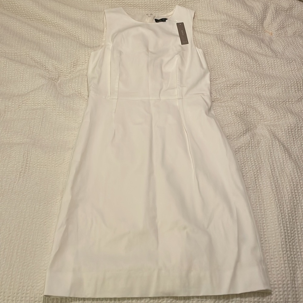 NWT J.Crew White Sheath Dress in Bi-stretch Cotton - Picture 5 of 12